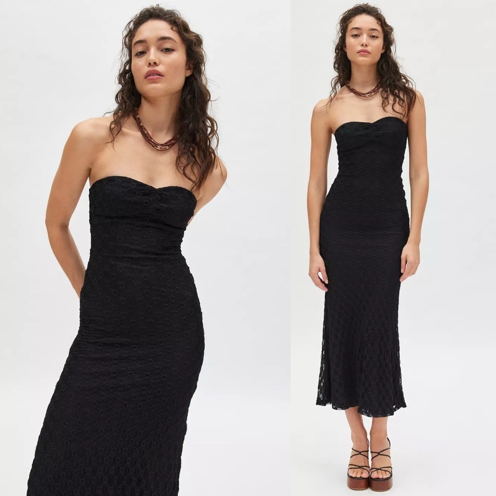 NWT Bardot Adoni Mesh Midi Dress in Black